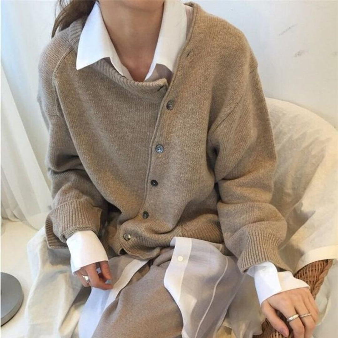 Naveya - Asymmetric Buttoned Cashmere-Blend Pullover