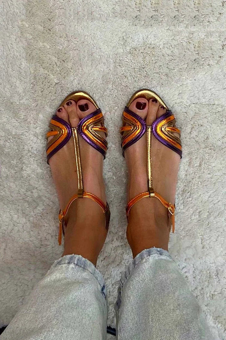Kivara - Ankle-Strap Gold-Tone Sandals