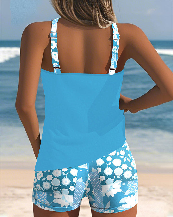 Kireya - Tank-Top Shorts Quick-Dry Knit Swimwear Set