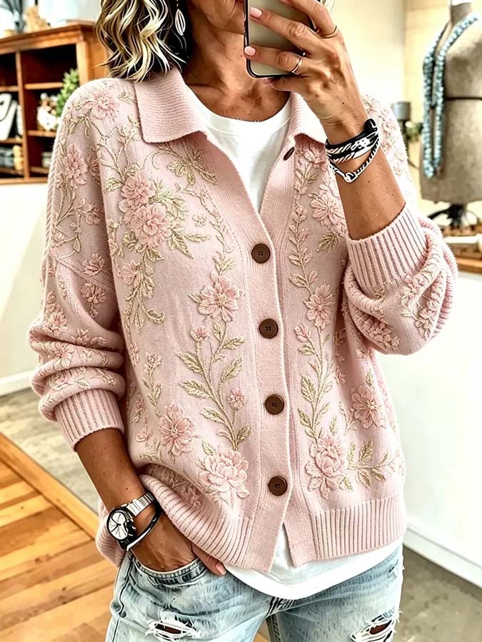 Avyra - Printed Knit Cardigan