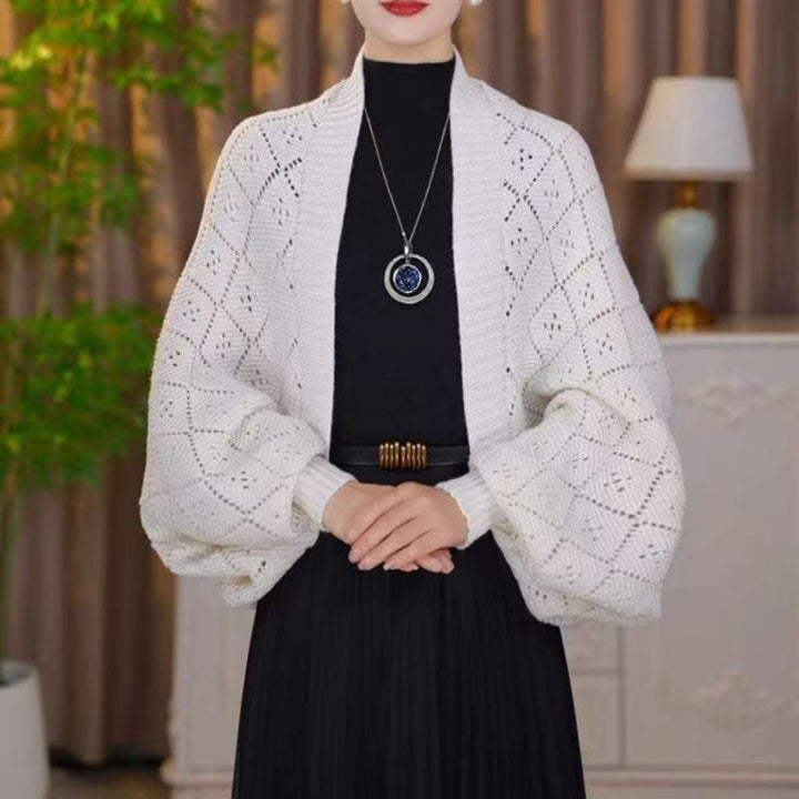 Eryla - Pointelle Knit Shawl Cardigan