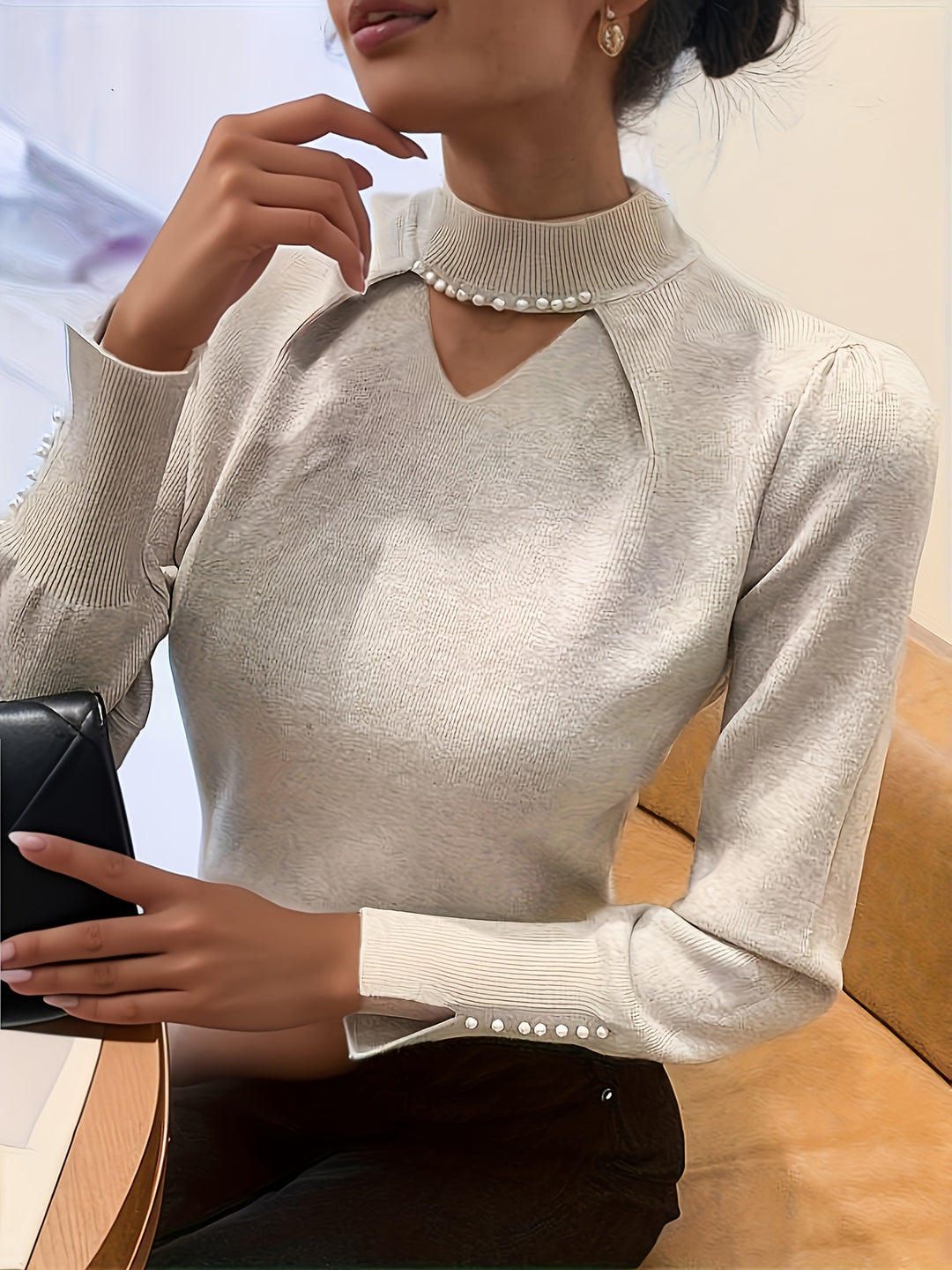 Neraya - Pearl-Detail Viscose Sweater