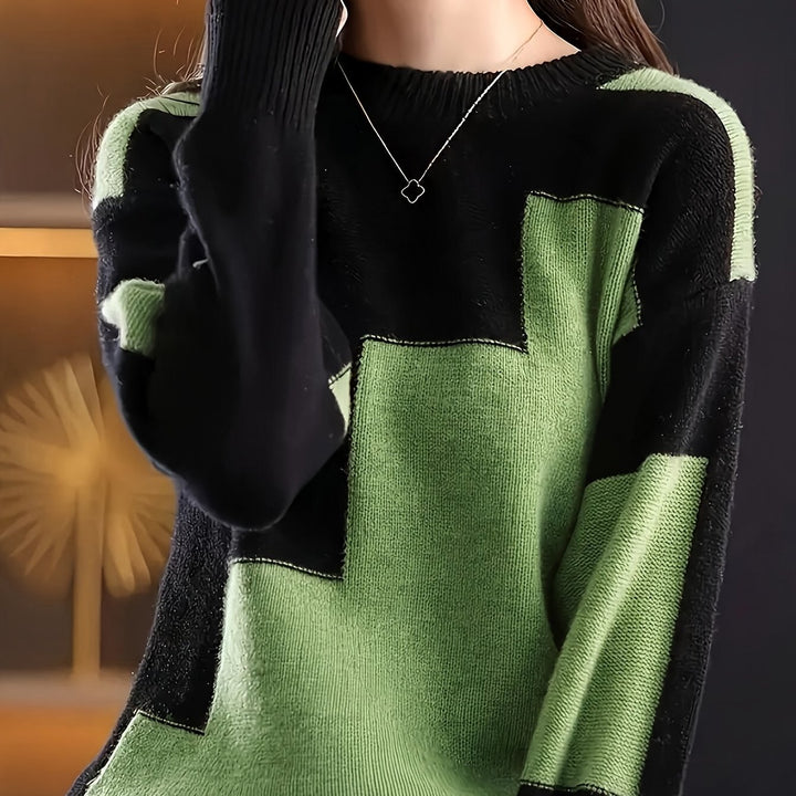 Novira - Colour Block Knit Pullover Sweater