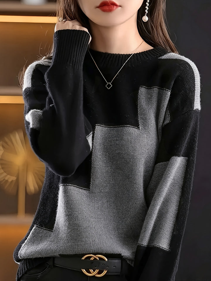 Novira - Colour Block Knit Pullover Sweater