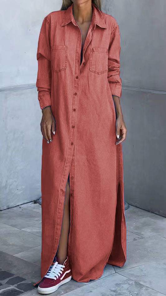 Zarelle - Flap Pocket Denim Dress