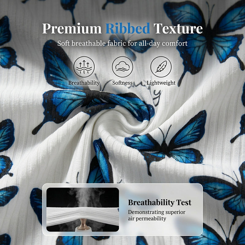 Velira - Butterfly Print Knit Pyjama Set