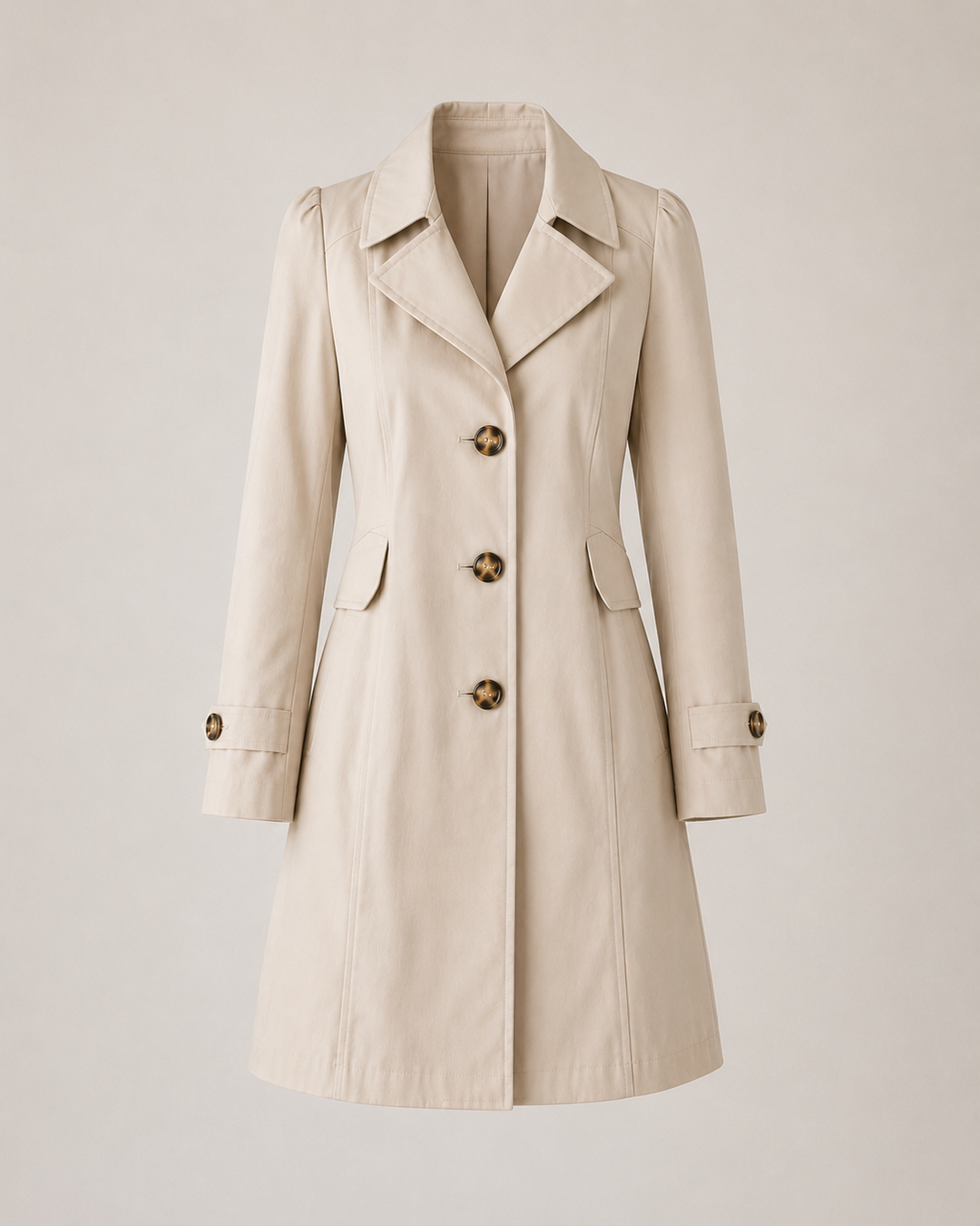 Enyra - Button-Front Woven Trench Coat