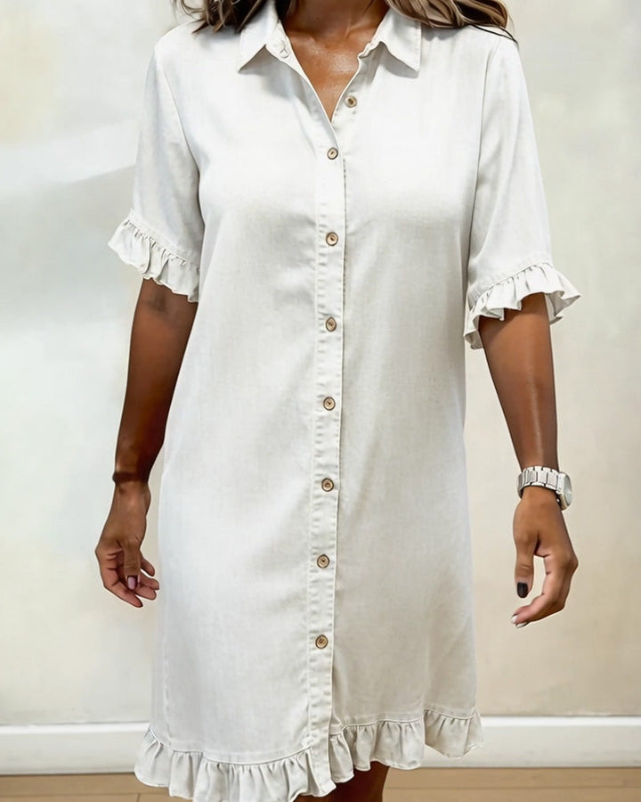 Kiraya - Ruffled Sleeve Denim Dress
