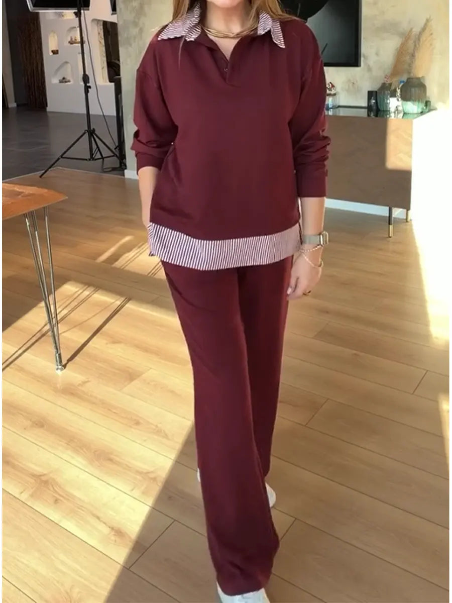 Velani - Patchwork Cotton Sweatshirt And Trousers Set