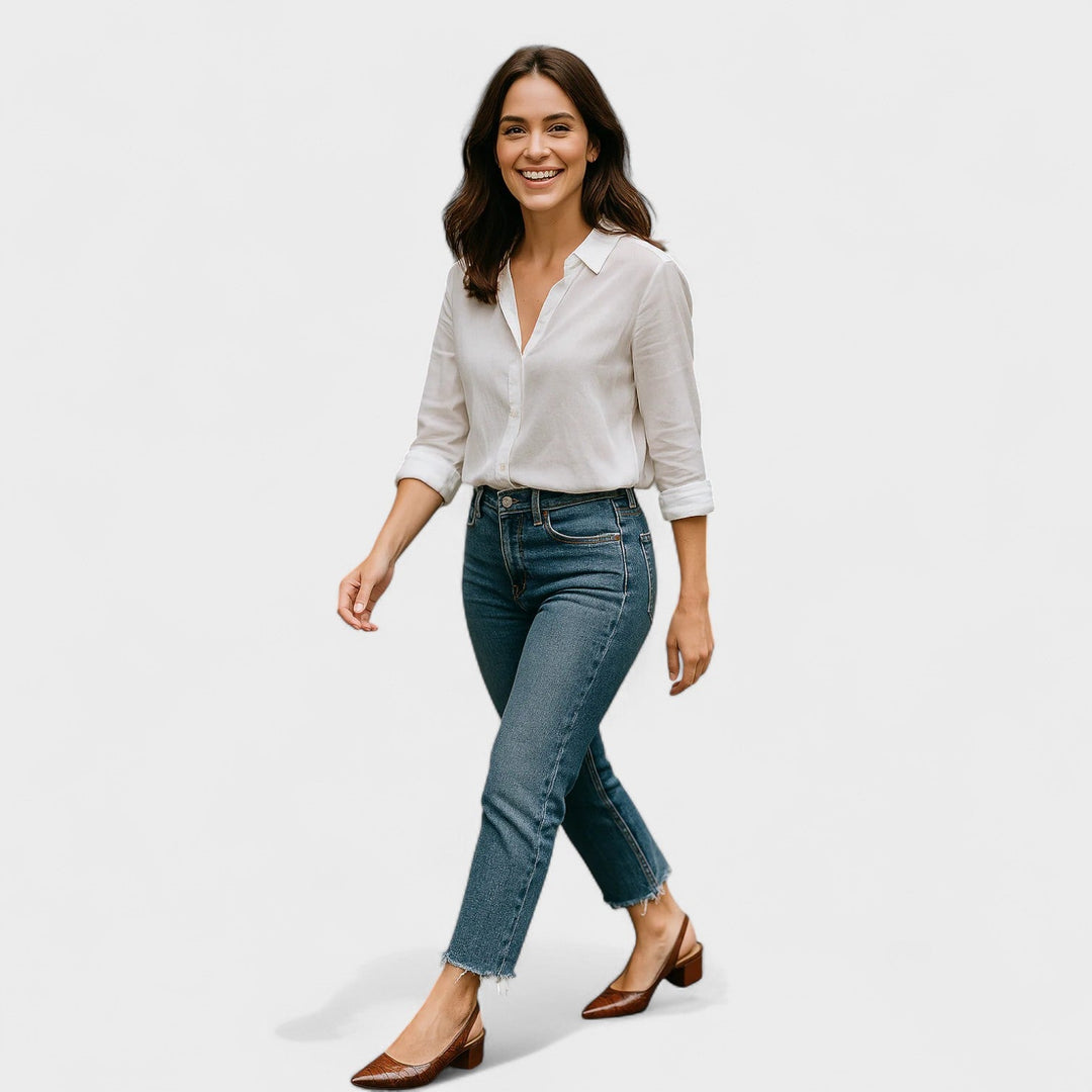 Oryla - Tapered-Toe Croc-Embossed Heels