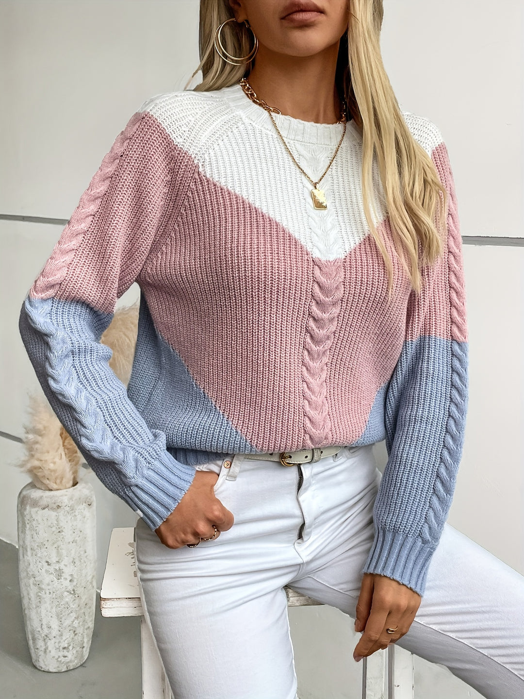 Kevara - Color-Block Knit Pullover