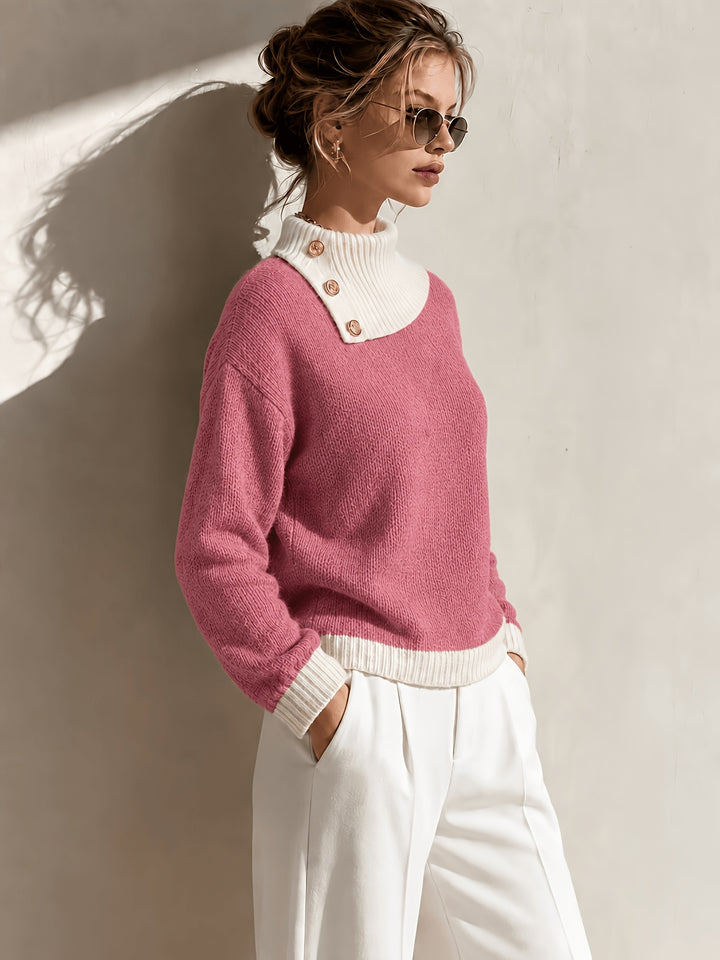 Calira - Asymmetric Neck Knit Sweater