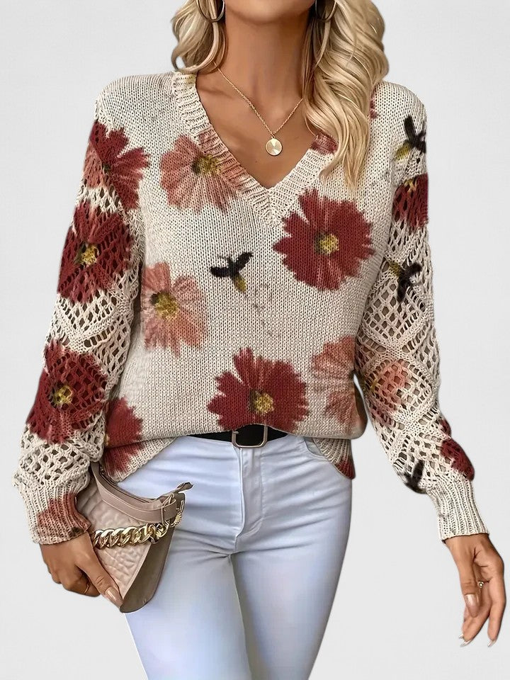 Rivena - V-Neck Fine-Gauge Sweater