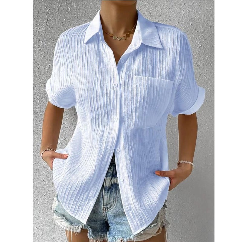 Navira - Shirt Collar Cotton-Blend Blouse