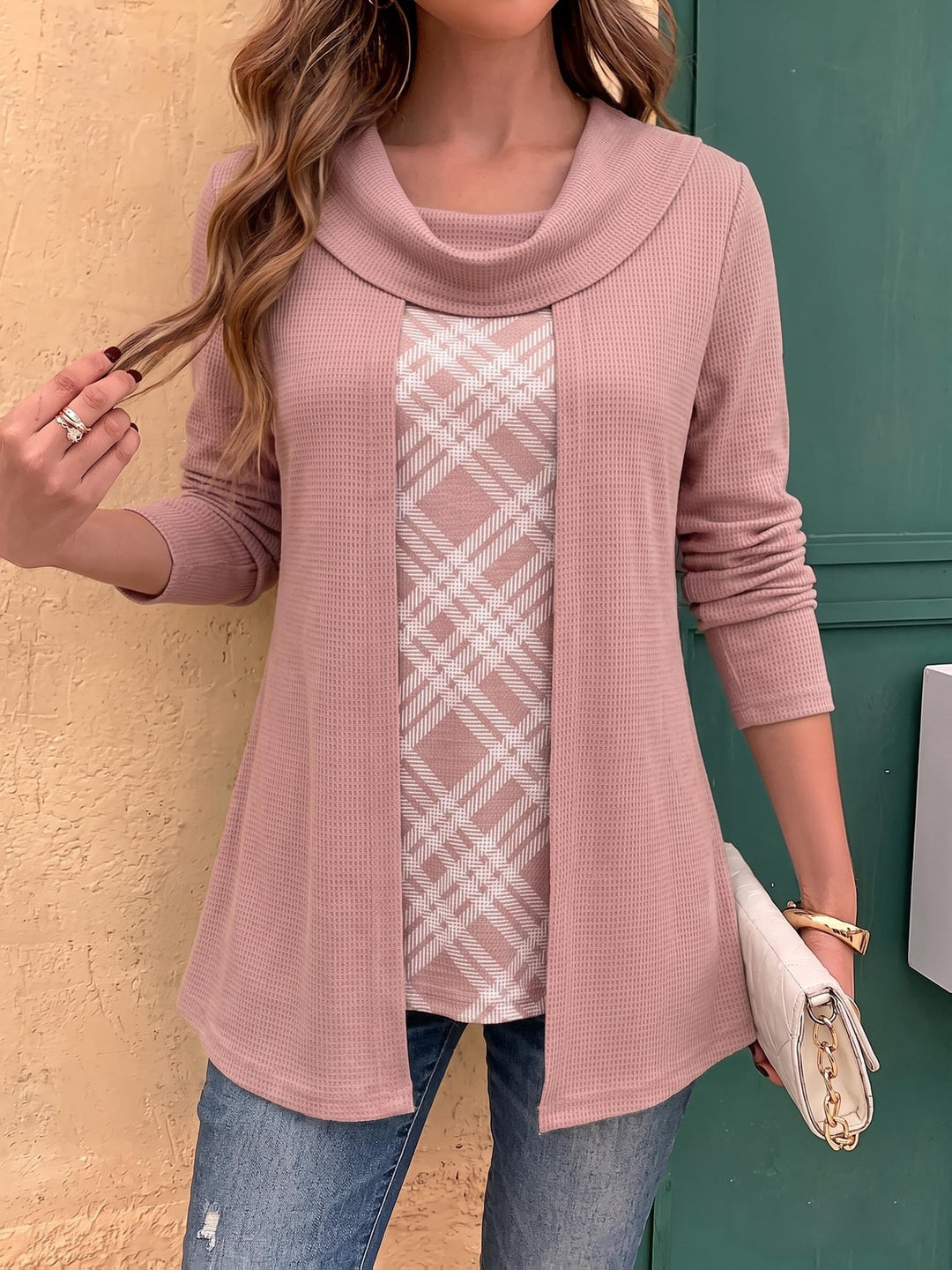 Tivora - Faux Two-Piece Knit Top