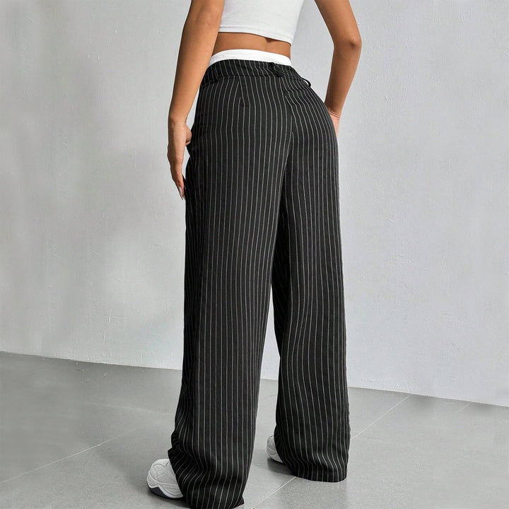 Anevia - High-Waist Pinstripe Trousers
