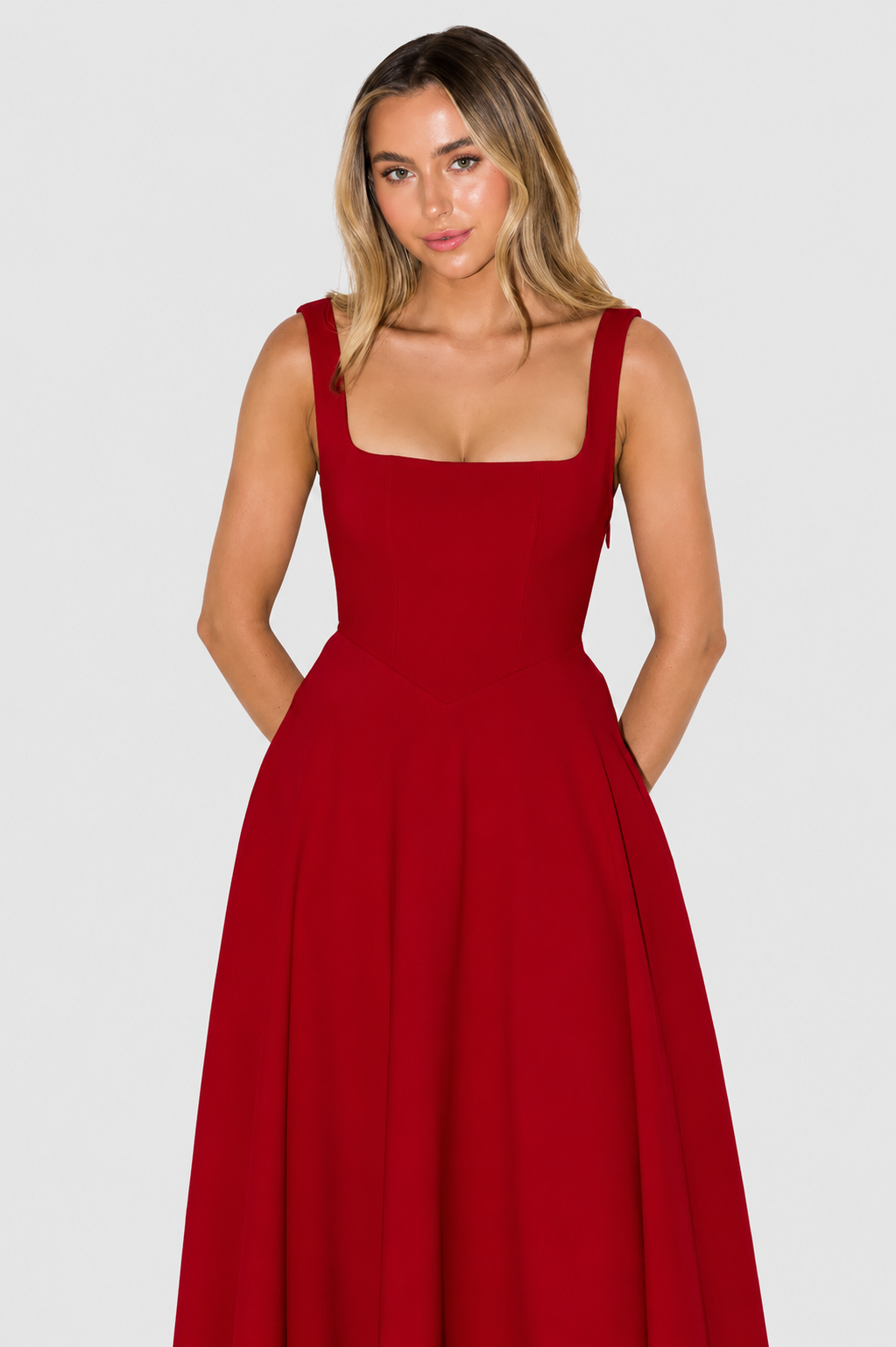 Kelara - Square Neck Woven Dress