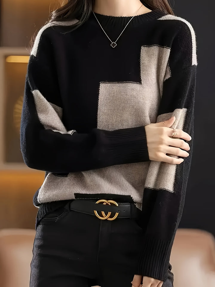 Novira - Colour Block Knit Pullover Sweater
