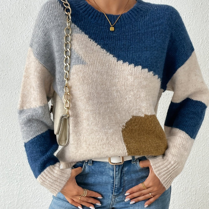 Luniva - Spliced Color-Block Knit Pullover