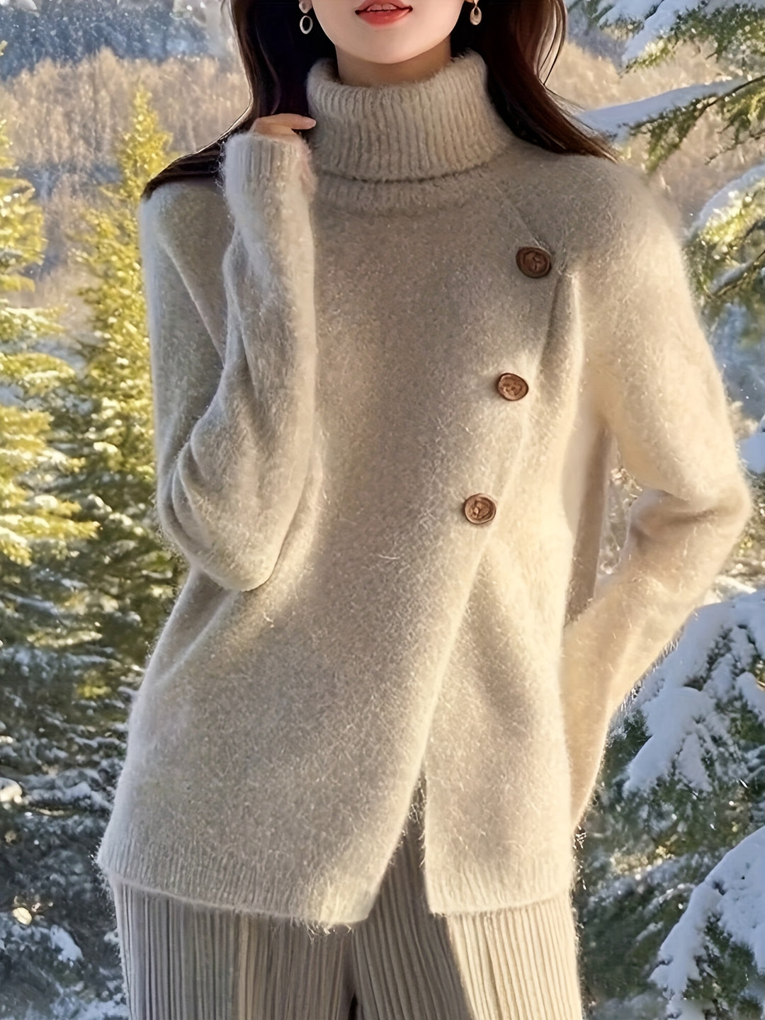 Velira - Split Hem Knit Pullover Sweater