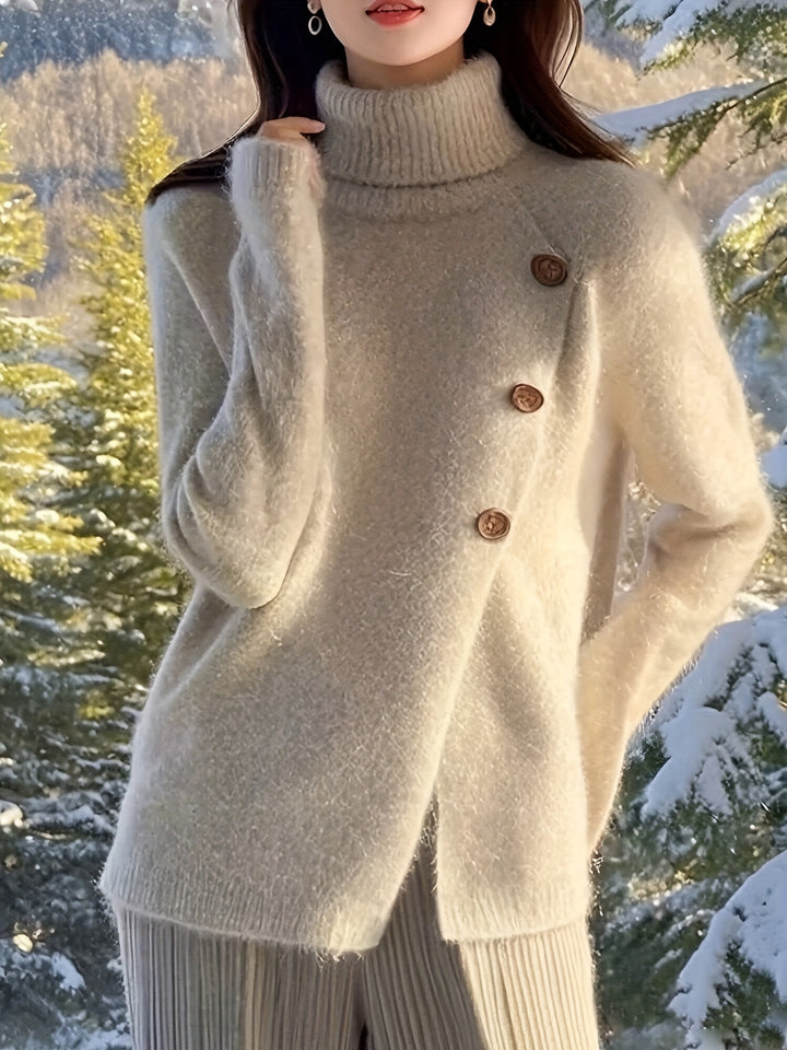 Velira - Split Hem Knit Pullover Sweater