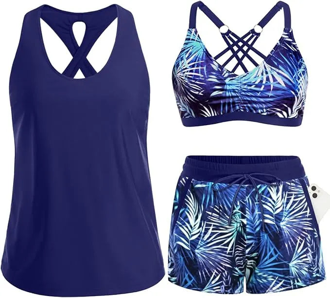 Rilena - Pocketed Boyshort Tricot Tankini Set