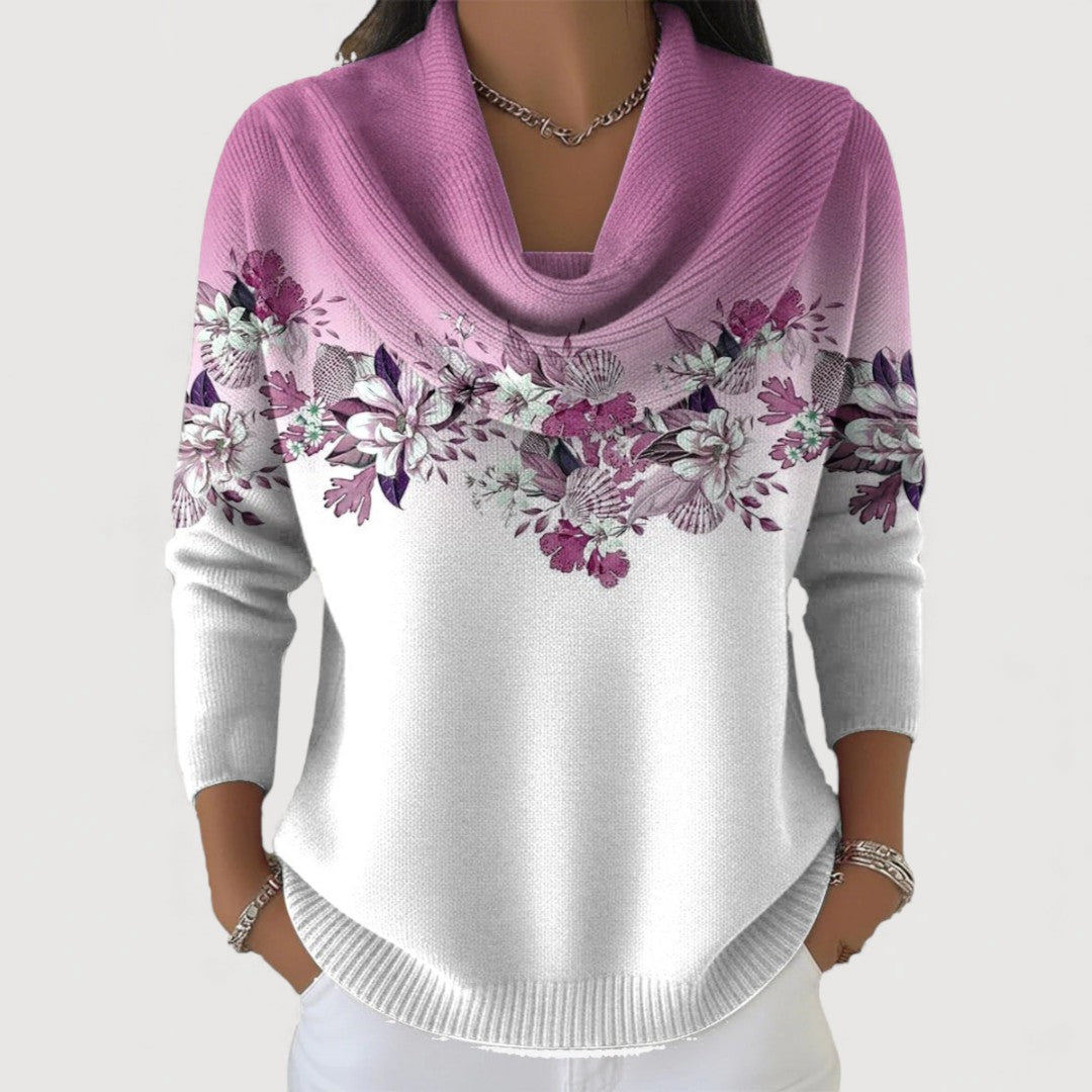 Selora - Wide High Neck Cotton Knit Jumper