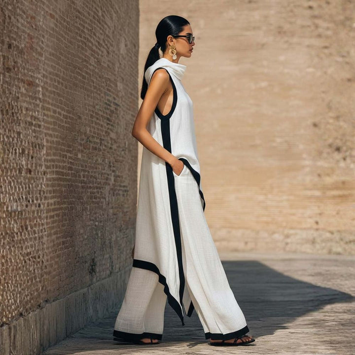 Avylen - Asymmetric Cut Linen-Cotton Set