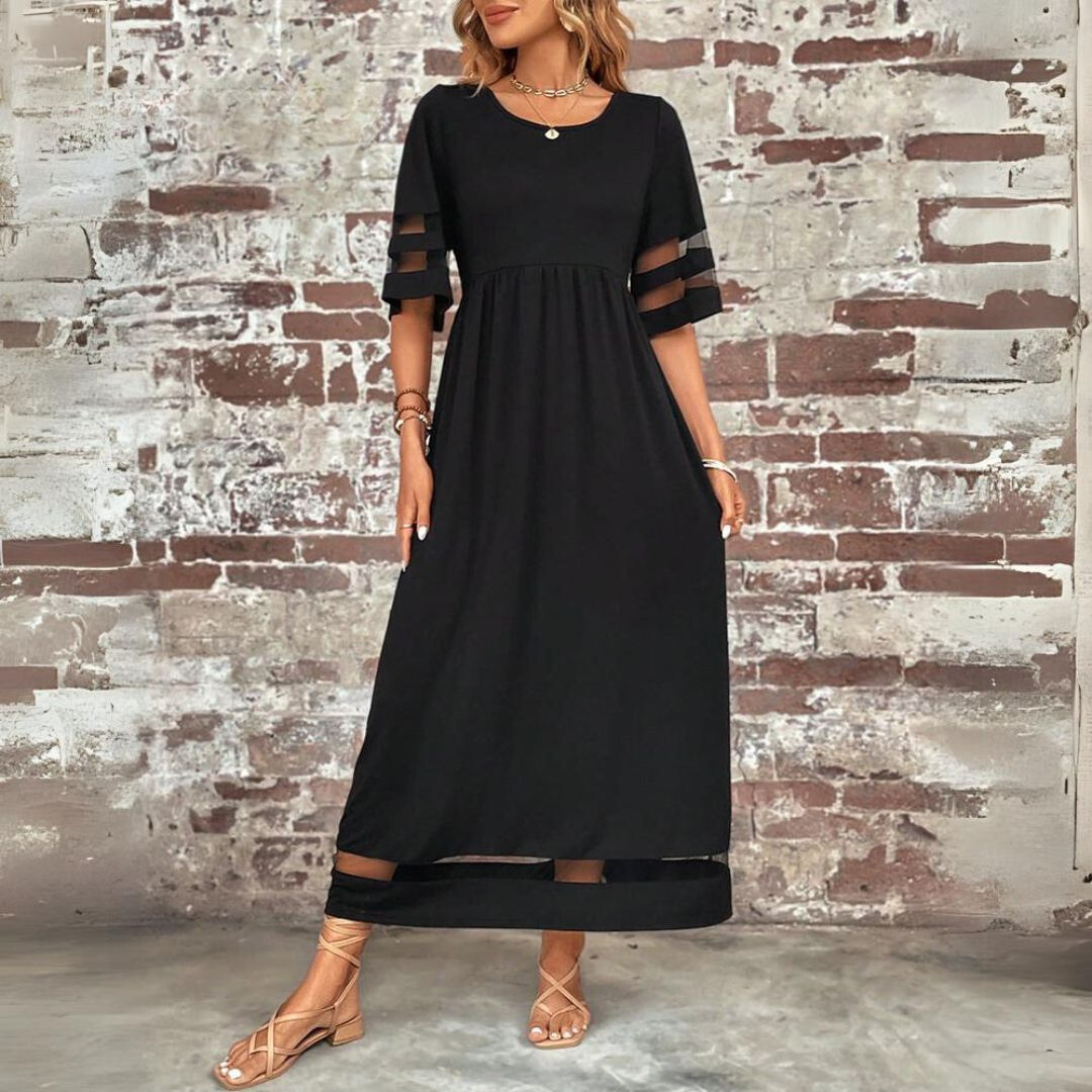 Velara - Shadow-Stripe Maxi Dress