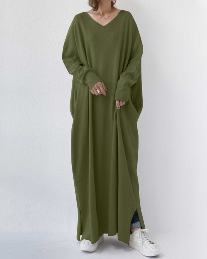 Novira - Deep V-Neck Knit Maxi Dress
