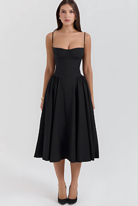 Mevara - Corset-Style Bodice Woven Dress