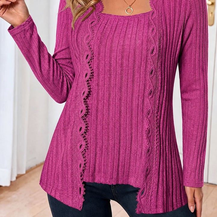 Zirela - Layered Look Stretch Knit Top