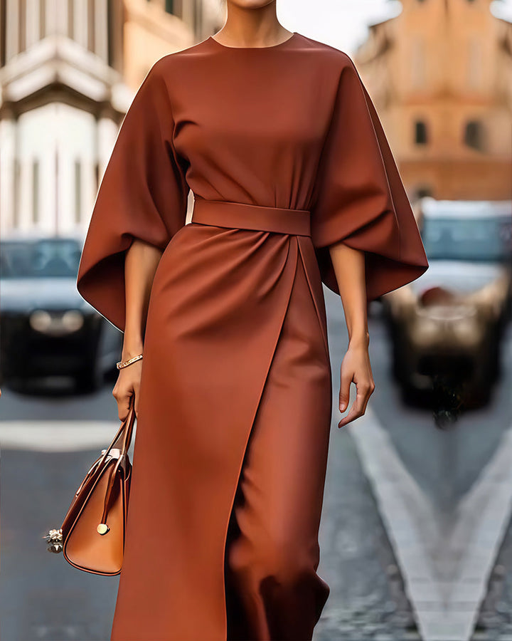 Mireva - Lantern-Sleeve Woven Dress