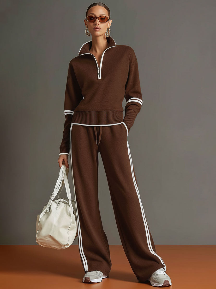 Mireva - Wide-Leg Blouse And Trousers Set