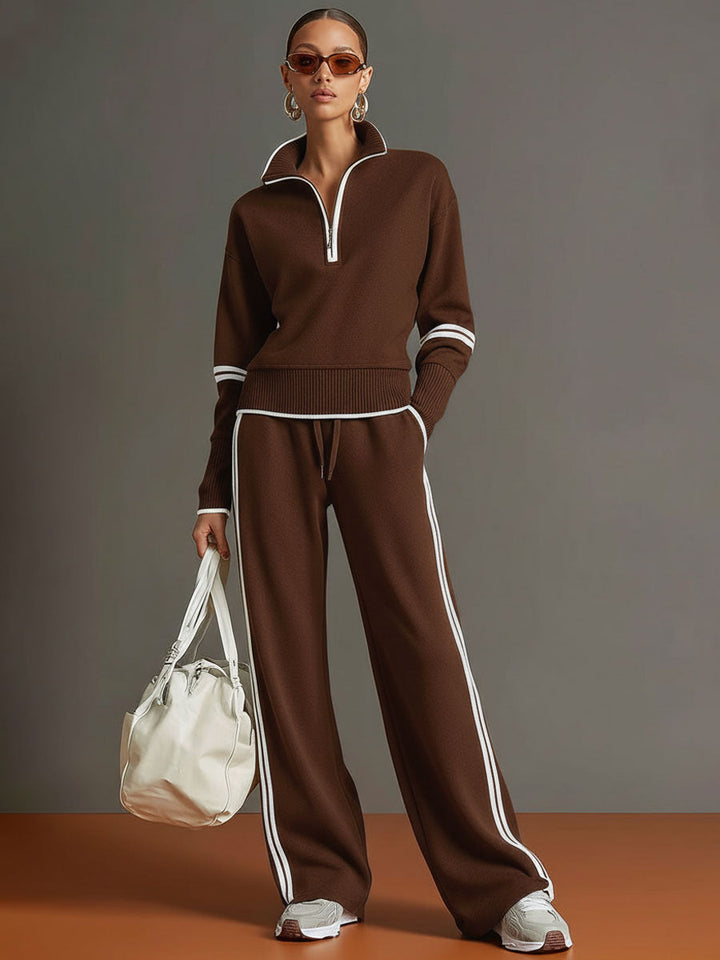 Mireva - Wide-Leg Blouse And Trousers Set