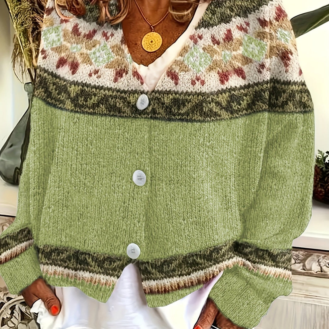 Mireva - Colour-Block Knit Cardigan