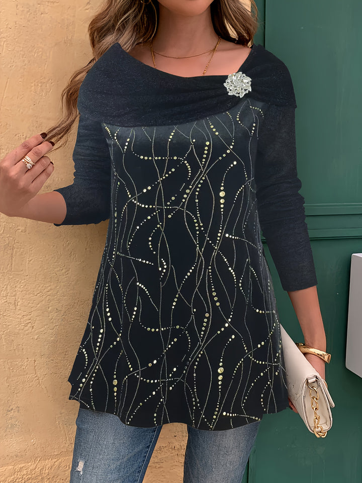 Avenya - Foil Lapel Knit Pullover Set