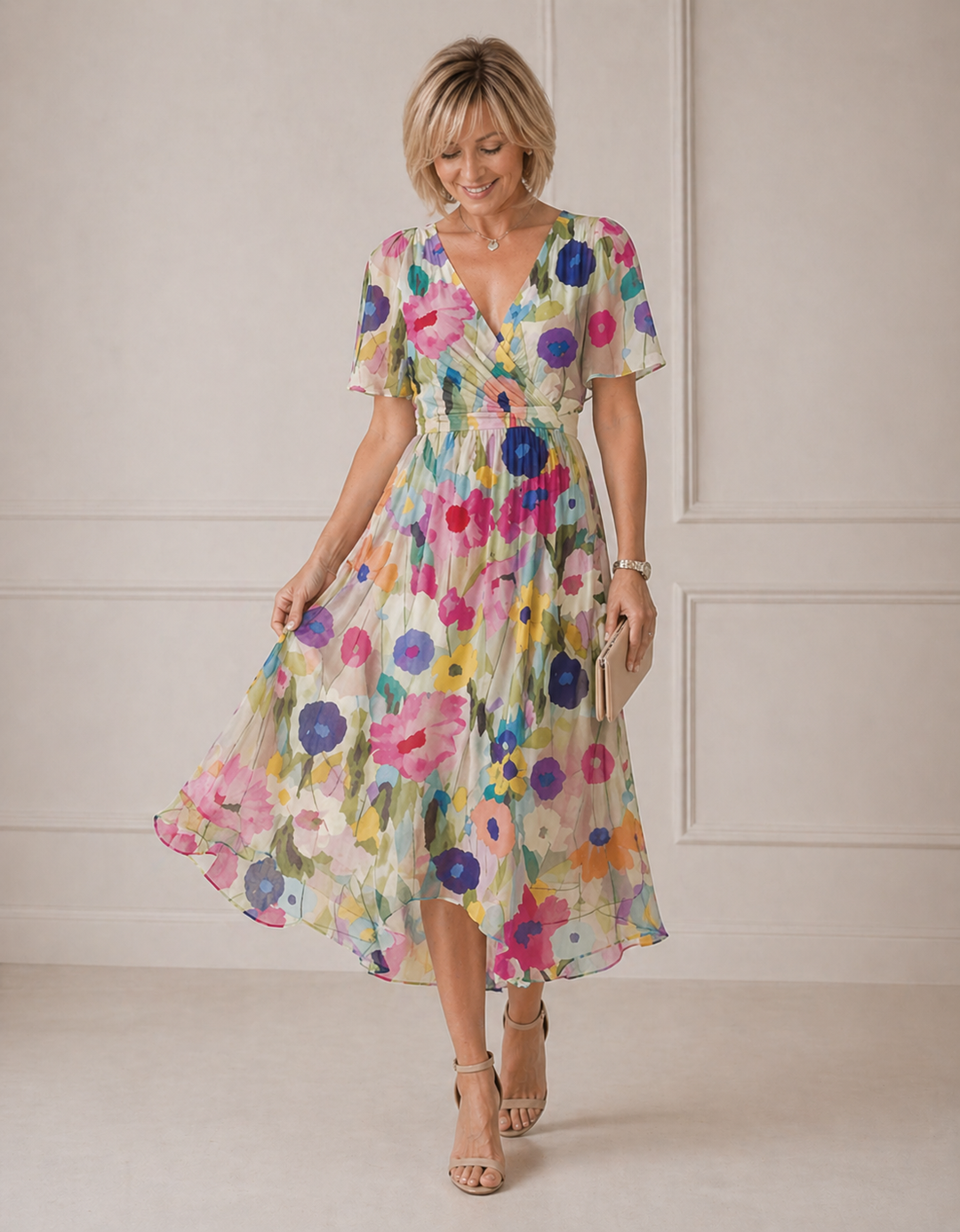 Naliri - Wrap Woven Midi Dress