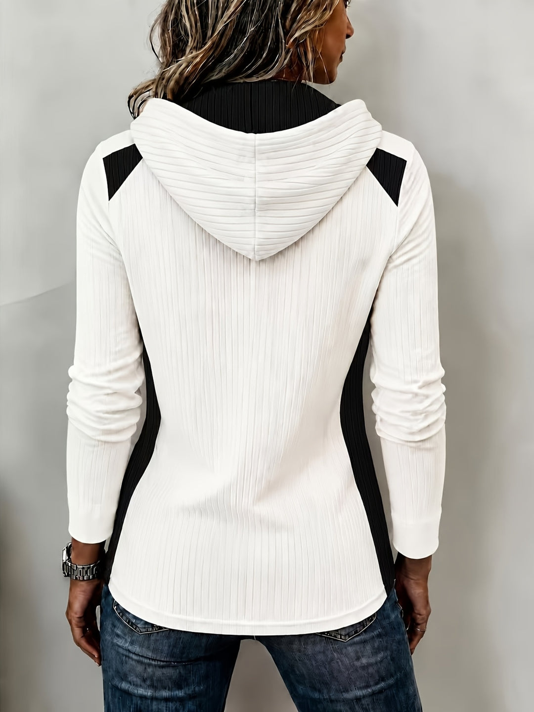 Ceraya - Half-Zip Knit Hooded Sweatshirt