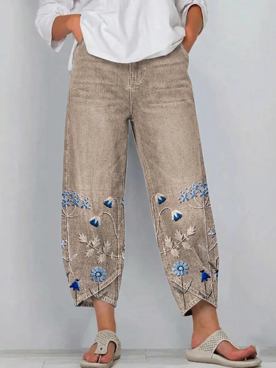 Anvera - Embroidered Cotton Trousers