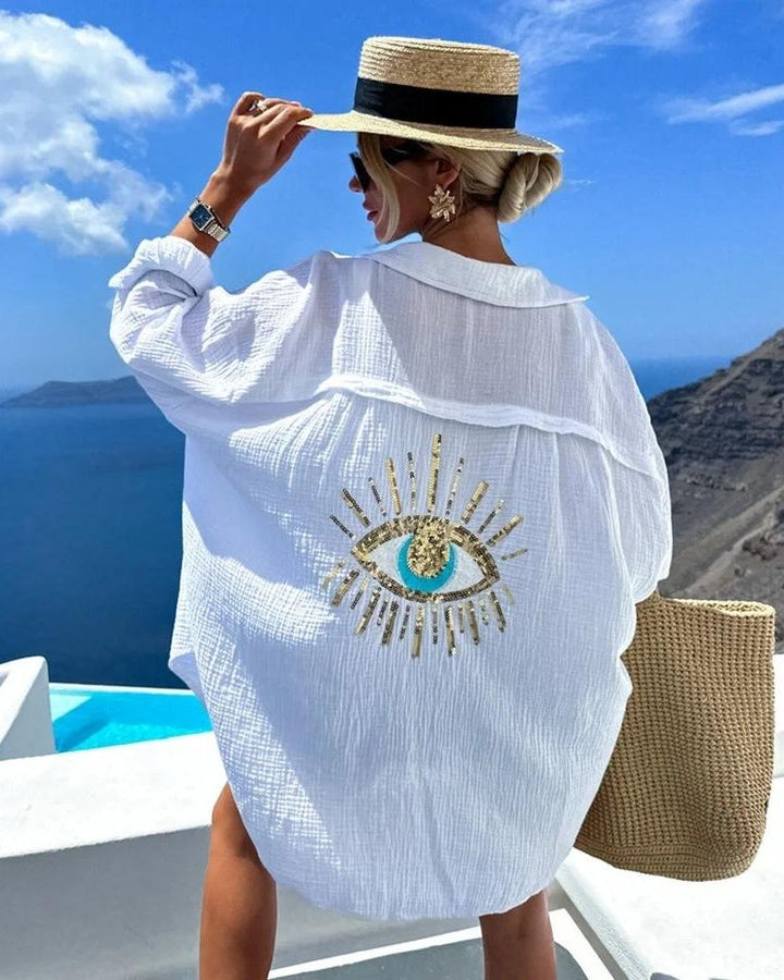 Avessa - Back Eye Sequin-Bead Embroidered Shirt