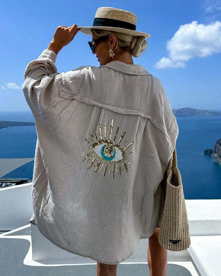 Avessa - Back Eye Sequin-Bead Embroidered Shirt