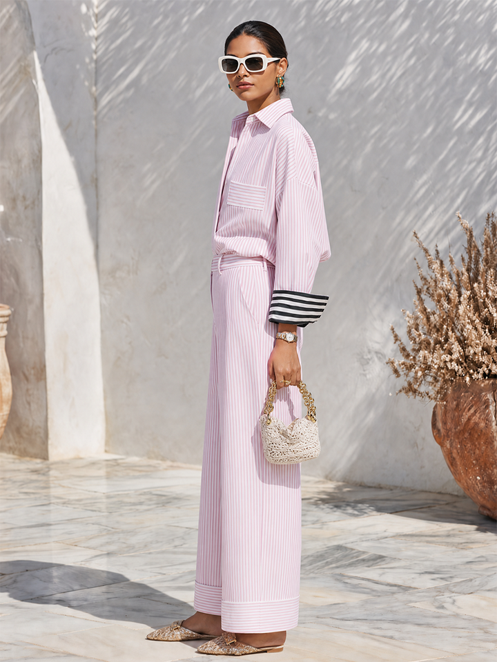 Seriva - Color-Blocked Woven Pants Set