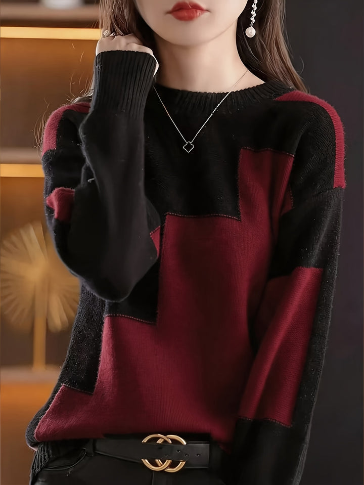 Novira - Colour Block Knit Pullover Sweater