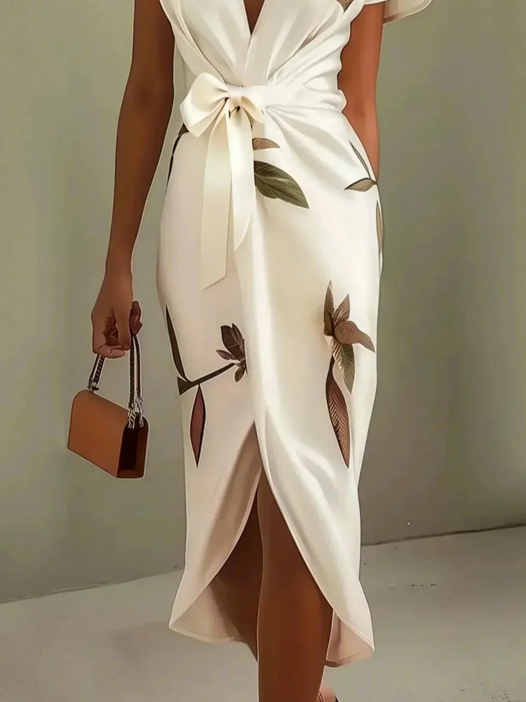 Ilyra - Wrap-Front Polished-Finish Dress