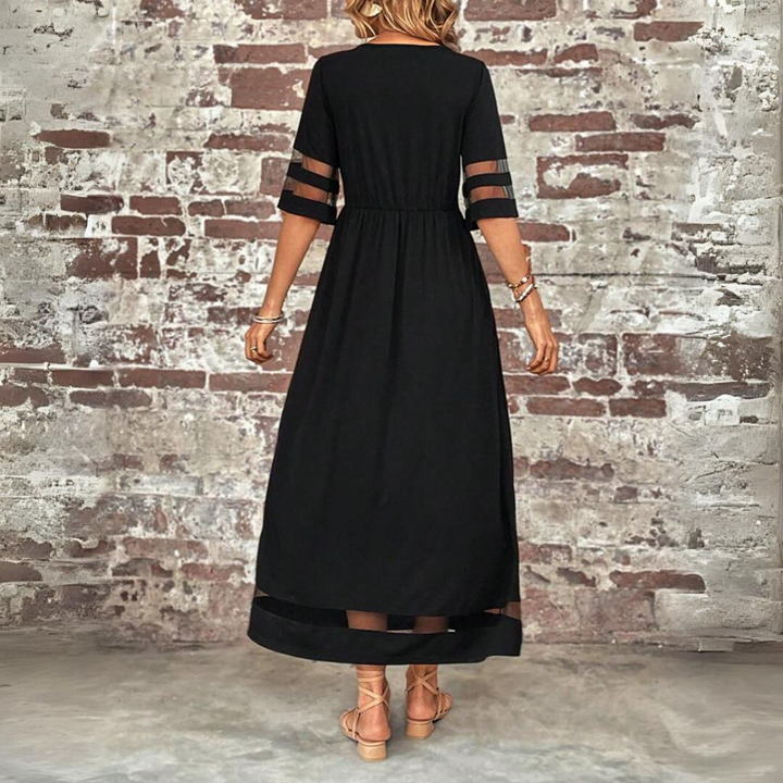 Velara - Shadow-Stripe Maxi Dress