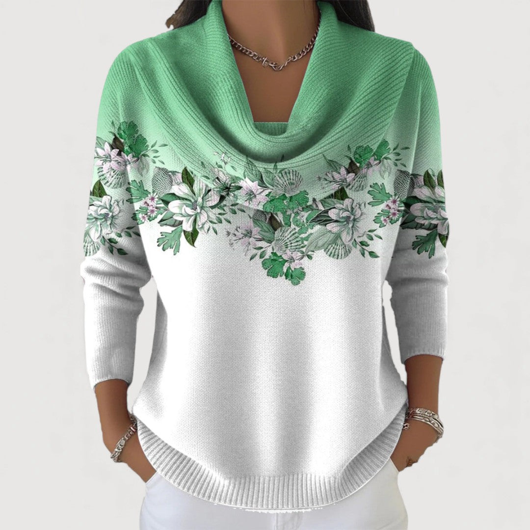 Selora - Wide High Neck Cotton Knit Jumper