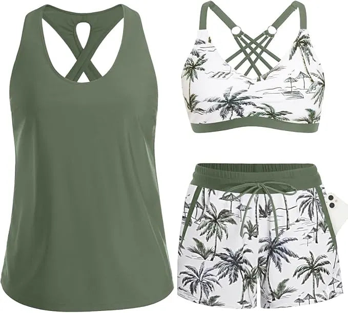 Rilena - Pocketed Boyshort Tricot Tankini Set
