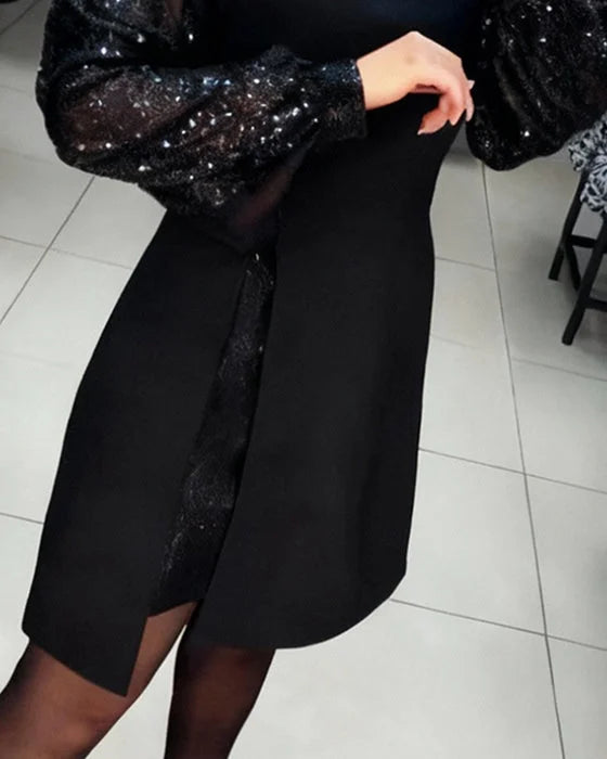 Nevara - Puff-Sleeve Woven Dress