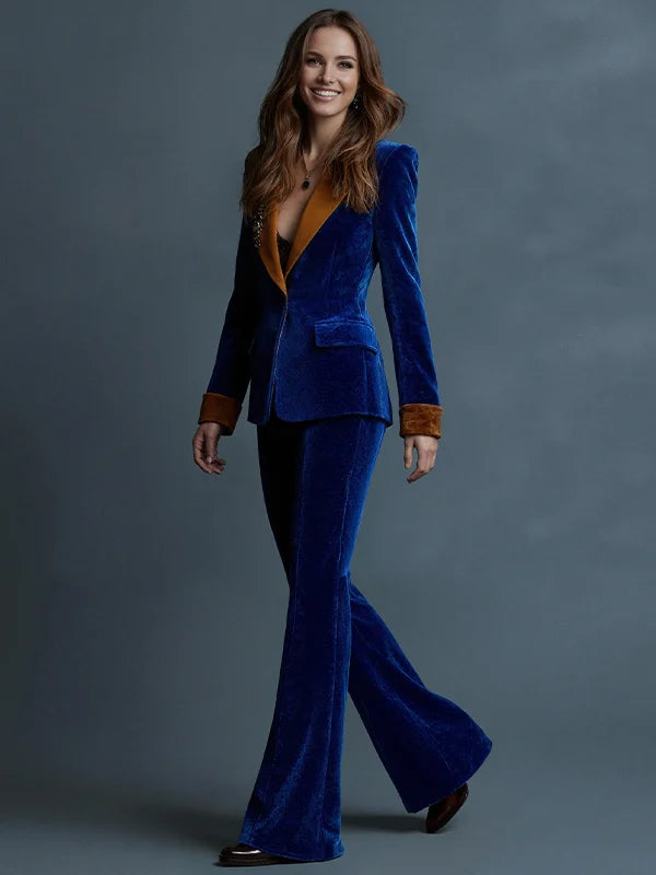 Kelira - Colour-Blocked Velvet Suit